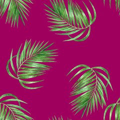 Fototapeta na wymiar Palm tree leaves seamless pattern
