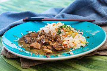 Traditional Home made Chinese cuisine pork rice