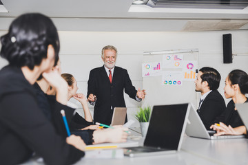 Businessman boss discussing and training in meeting