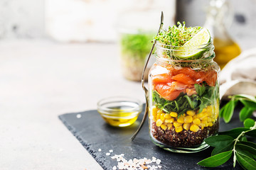 salad in a mason jar