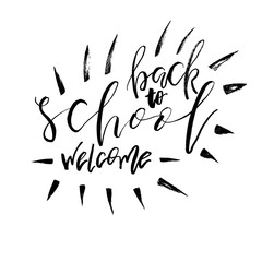 Welcome Back to School. Lettering text logo isolated on white background