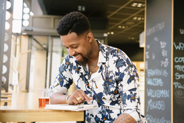 Man checking his tablet
