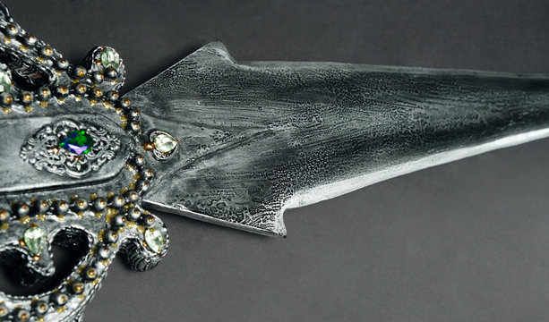 Metal sword on background ,close up