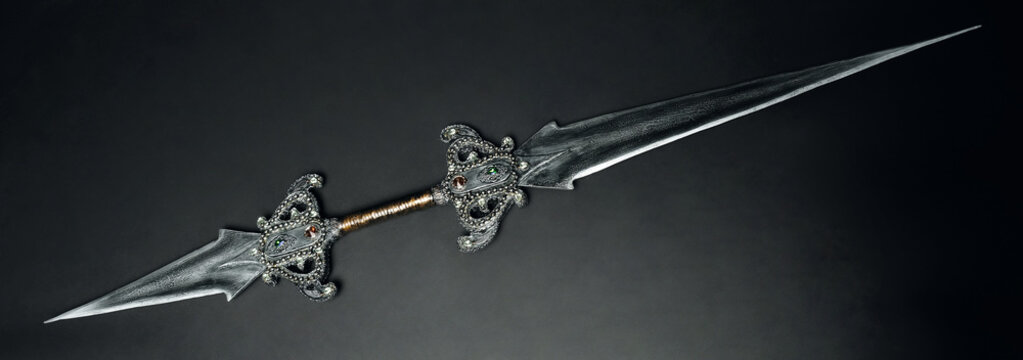 Metal sword on background ,close up