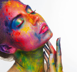 Sensual woman portrait with bright art make-up