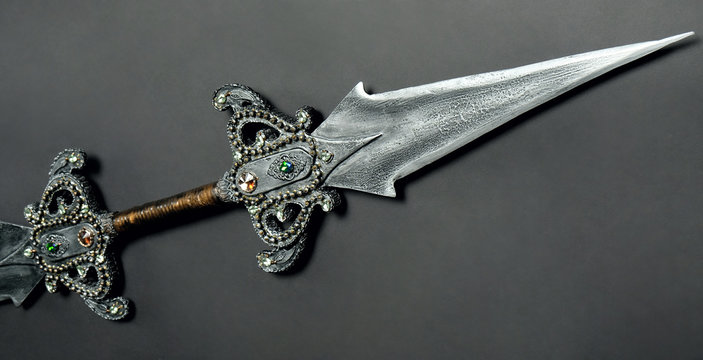 Metal sword on background ,close up