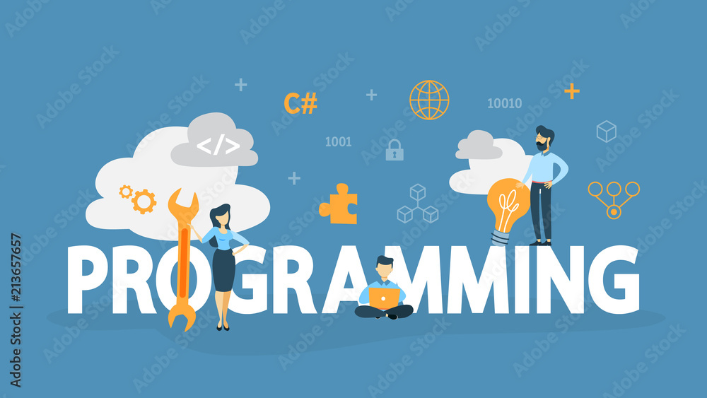 Wall mural programming concept illustration