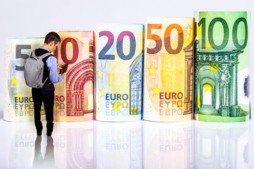 Euro Banknoten, leere Brieftasche