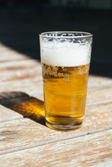 Beer on wooden table