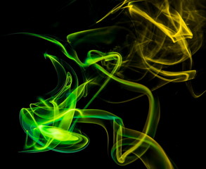 Colored smoke on black background