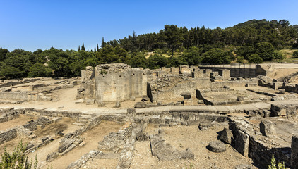  View of the Curia of Glanum. Saint Remy de Provence, Bouches du Rhone, Provence, France