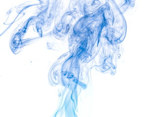 Blue smoke on white background