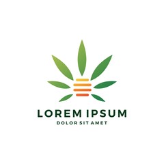 cannabis hive hemp marijuana leaf logo vector