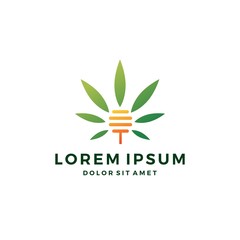 Fototapeta na wymiar cannabis hive hemp marijuana leaf logo vector