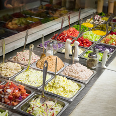 Assorted fruits and vegtables for making salads