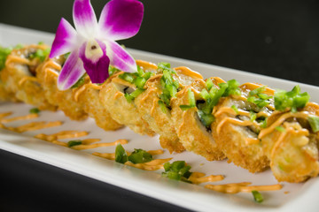 Sushi on a white plate