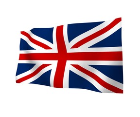 Waving flag of the Great Britain. British flag. United Kingdom of Great Britain and Northern Ireland. State symbol of the UK. 3D illustration