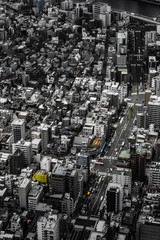 Streets of Tokyo from the Tokyo Skytree in fading colours