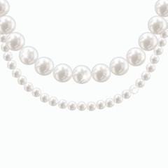 Vector pearl necklace on light background