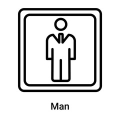 Man icon vector sign and symbol isolated on white background, Man logo concept