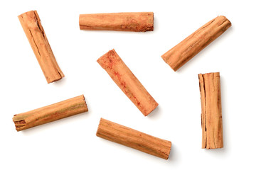 Ceylon cinnamon sticks isolated on the white background