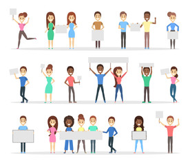 Group of people holding banners