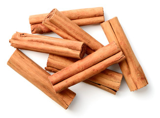 Ceylon cinnamon sticks isolated on the white background