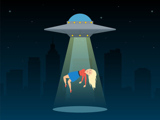 ufo spaceship abduct a woman at night © tarikdiz