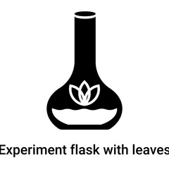 Experiment flask with leaves symbol icon vector sign and symbol isolated on white background, Experiment flask with leaves symbol logo concept
