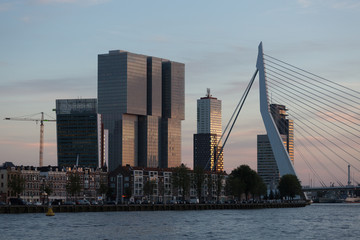 Fototapeta na wymiar Cityscape of Rotterdam at sunset