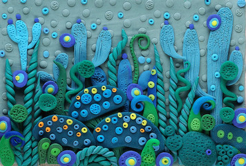 Plasticine texture in the form of a flower clearing