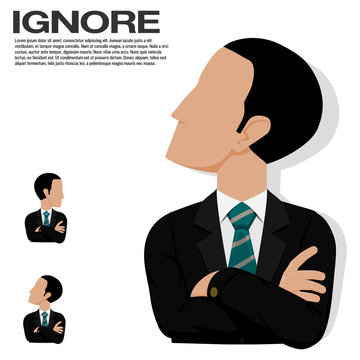 A businessman is ignoring something on transparent background