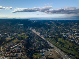 stretching highways through the mountains surrounded by landscape