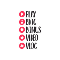 set of video blog lettering