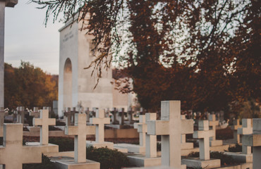 Polish military memorial gravestones on the Lychakiv Cemetery. Memorial