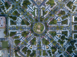Circular Landscape and Park centered between neighborhoods