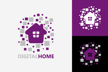 Pixel Digital Home Logo Template Design Vector, Emblem, Design Concept, Creative Symbol, Icon