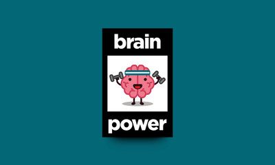 Brain Power Cartoon Vector Illustration Poster Design
