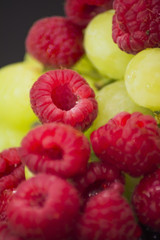 Varied fruit, blackberry, raspberry and grapes