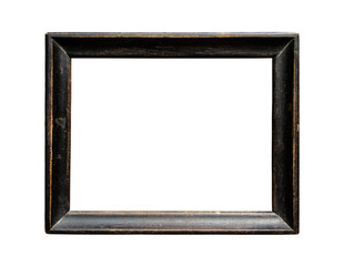 Old wooden picture frame Simple and classic design retro vintage style isolated on white background.