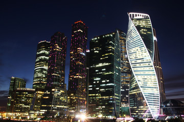 Fototapeta na wymiar Night illumination of Moscow city, Moscow