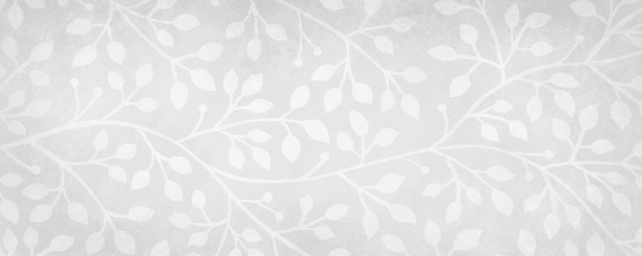 white background with floral wedding design or ivy and vine pattern with old gray vintage texture