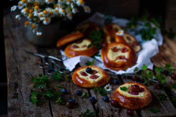 Sweet Cherry Filled Buns .style rustic.