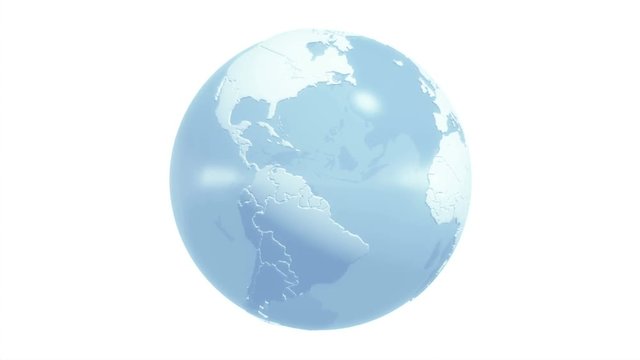 3d World Globe With Borders Blue Glass. Seamless loop