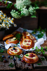 Gooseberry and cottage cheese  Filled Buns. .style rustic.