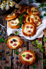 Gooseberry and cottage cheese  Filled Buns. .style rustic.