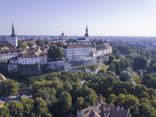Obraz premium Scenic summer aerial panorama of the Old Town in Tallinn, Estonia