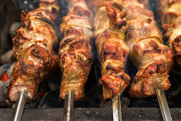 Close up of just roasted meat