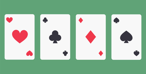 Game cards flat icon isolated on green background. Simple Game cards in flat style, vector illustration.