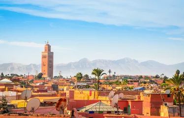 Fototapete Marokko Panoramablick auf Marrakesch und die alte Medina, Marokko